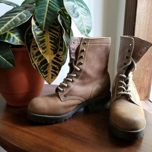 Brown Leather Combat Boots